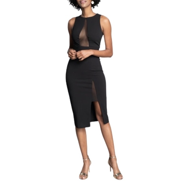 NWT Dress the Population Isla Mesh Panel Sleeveless Bodycon Midi Dress i… - Picture 2 of 2